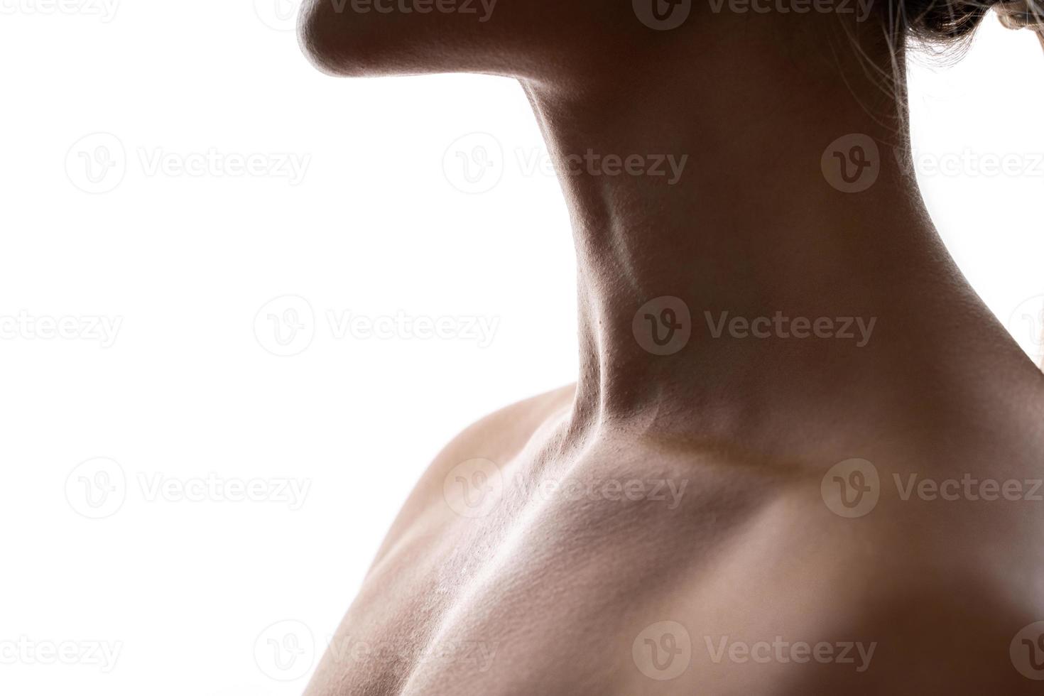 Closeup of female neck with a smooth skin photo