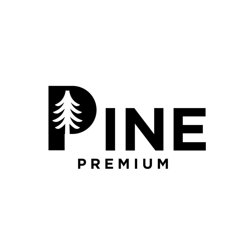 Pine Tree letter initial logo icon design vector