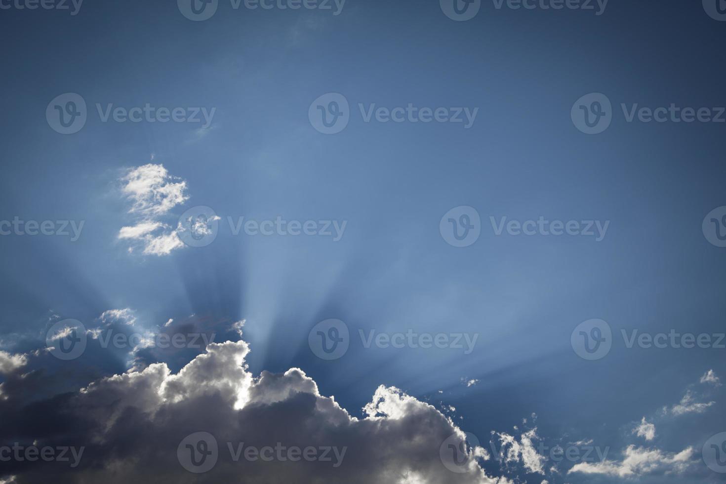 Silver Lined Storm Clouds with Light Rays and Copy Space photo