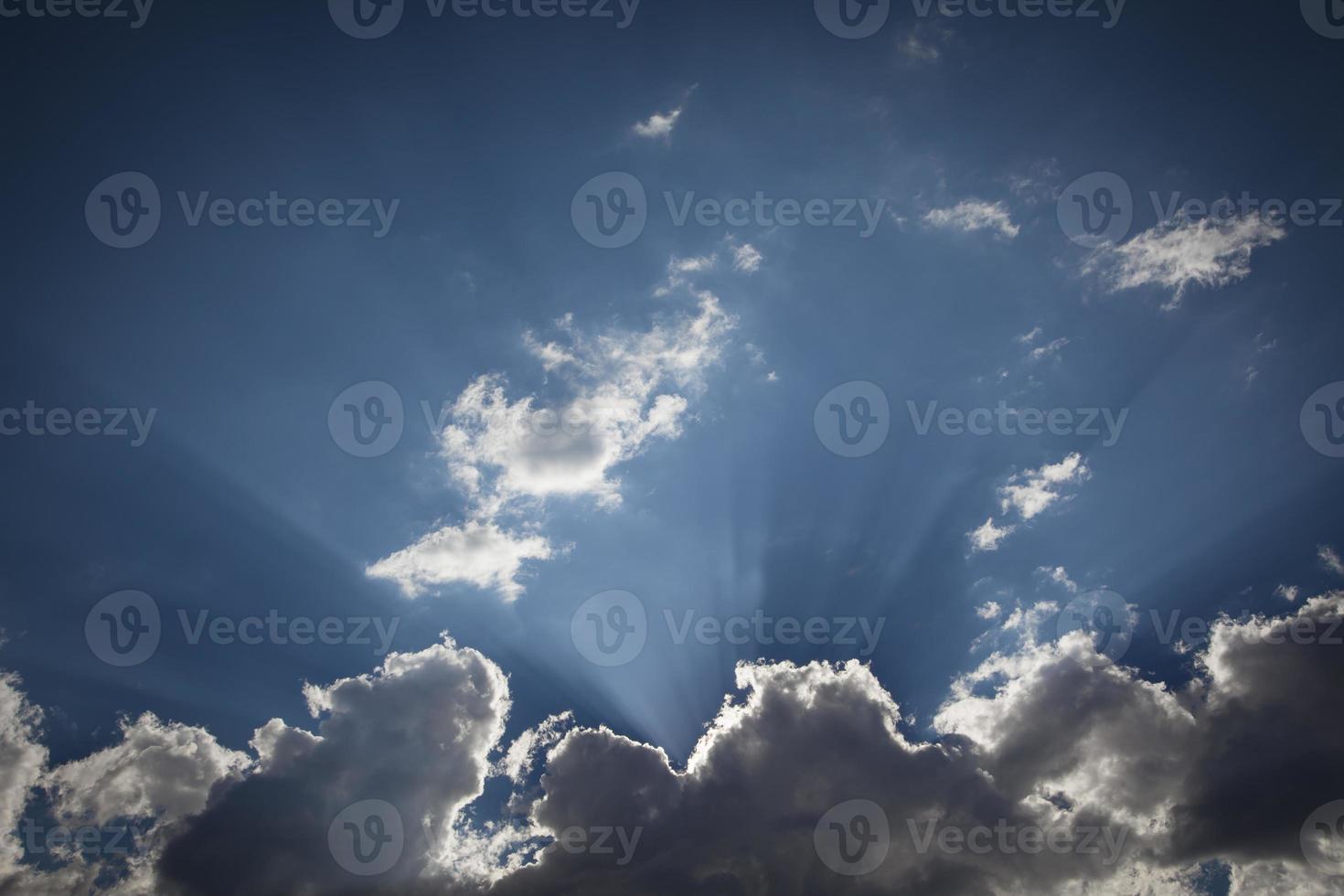 Silver Lined Storm Clouds with Light Rays and Copy Space photo
