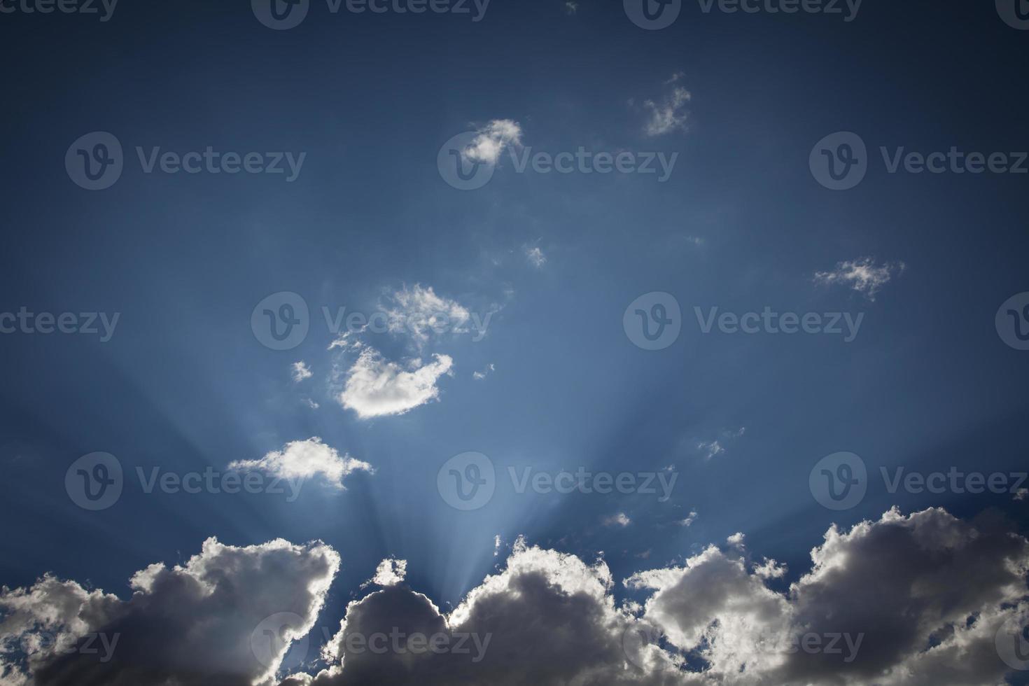 Silver Lined Storm Clouds with Light Rays and Copy Space photo