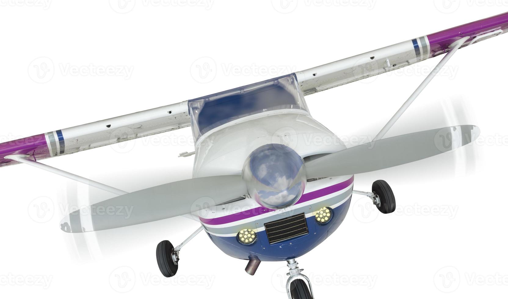 Front of Cessna 172 Single Propeller Airplane On White photo