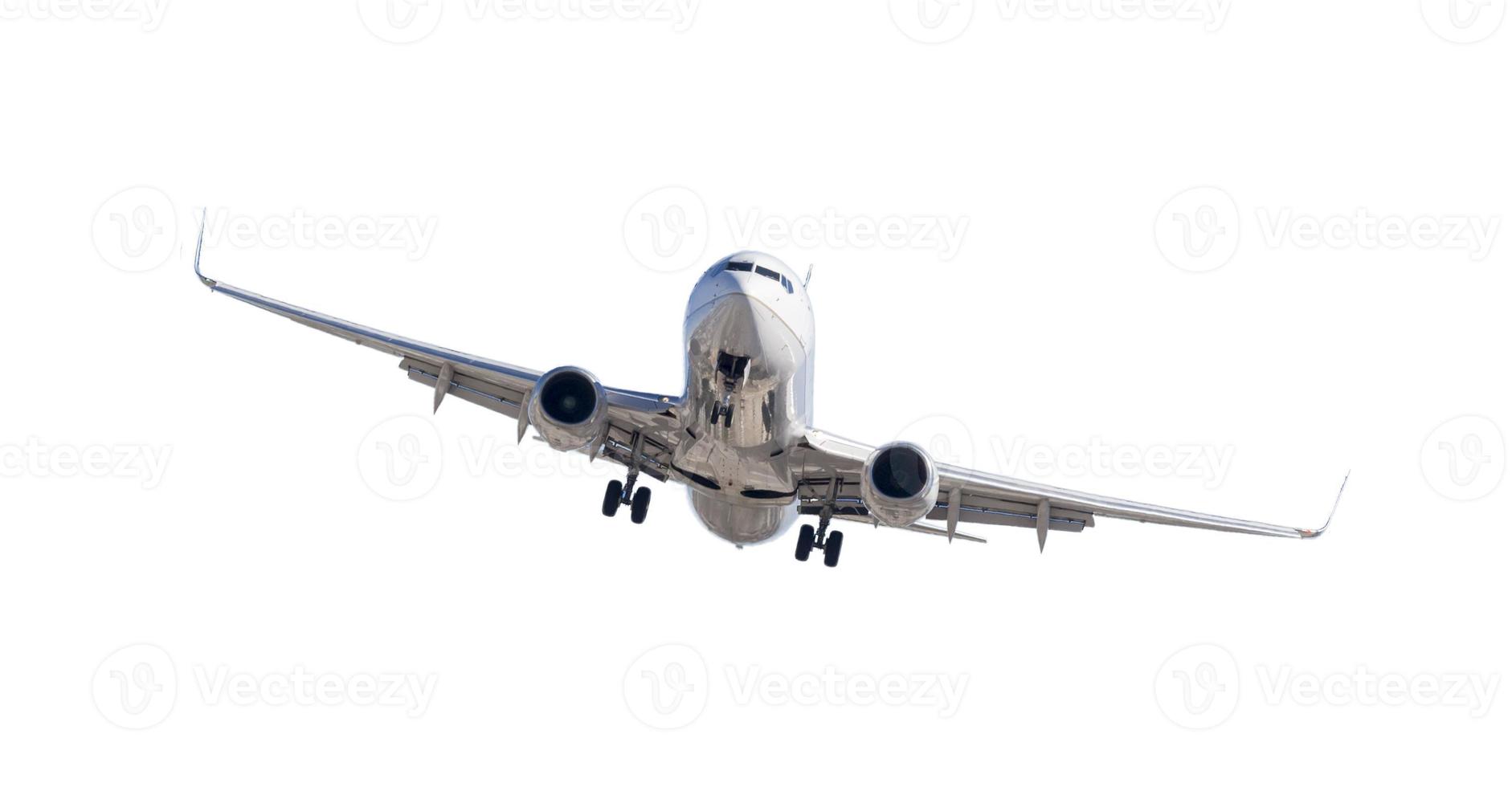 Jet Airplane Landing Isolated on White photo