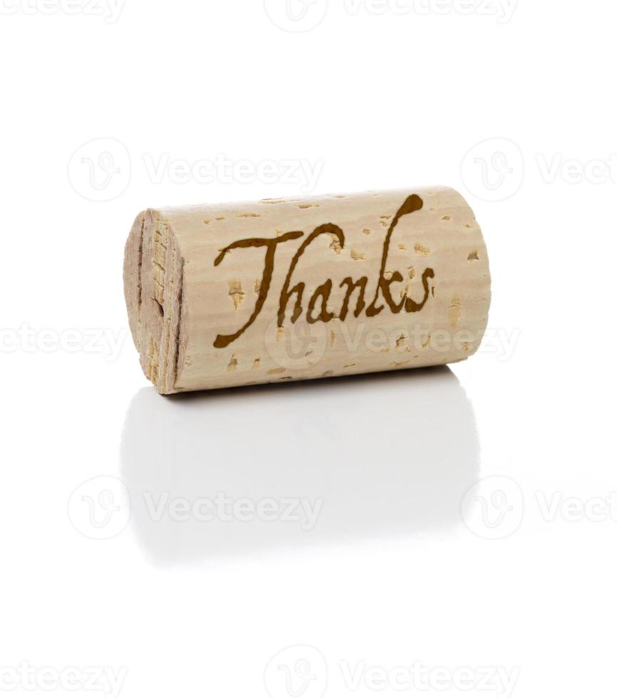 Thanks Branded Wine Cork on White photo