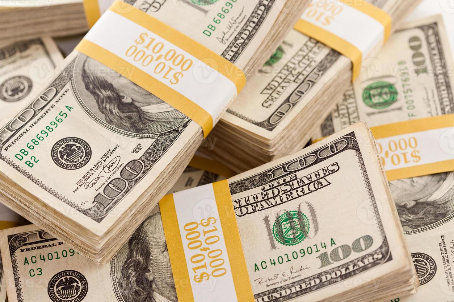 Stacks of One Hundred Dollar Bills photo