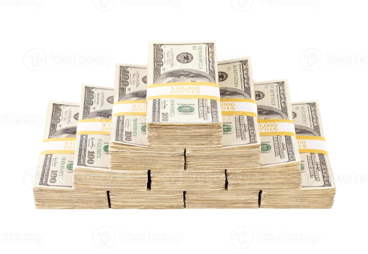 Stacks of One Hundred Dollar Bills Isolated photo