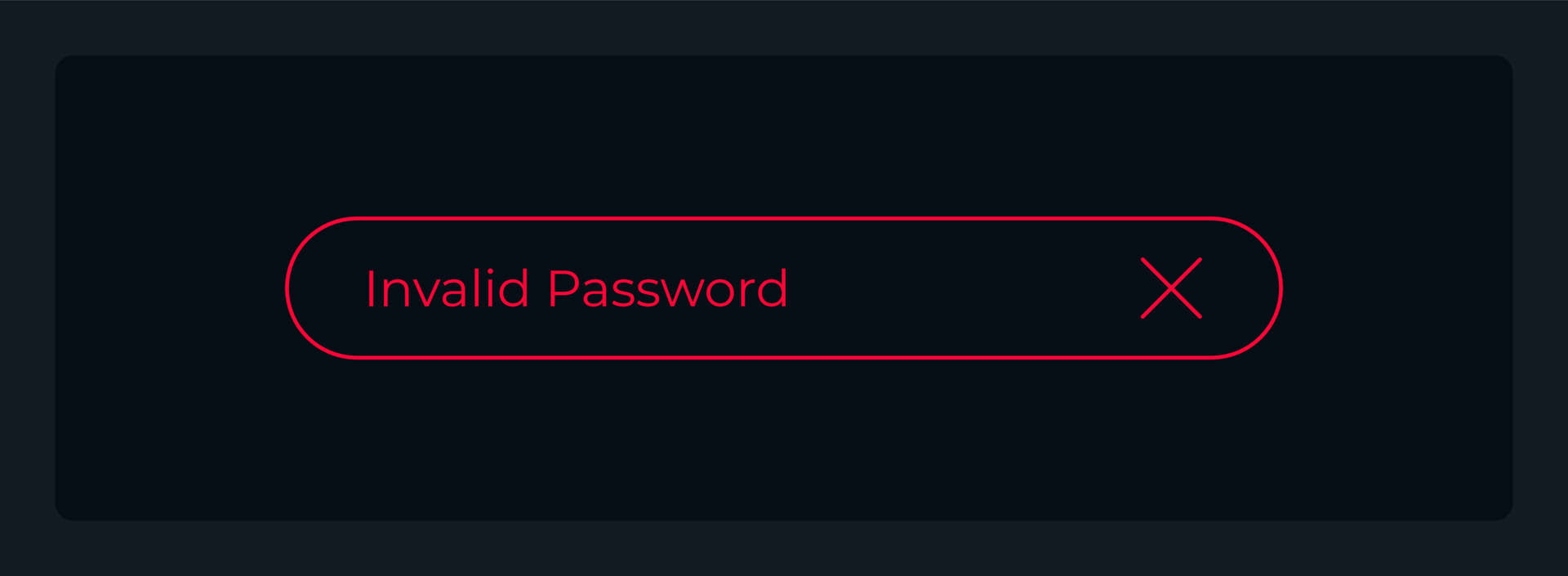 Invalid user or password. Invalid icon.