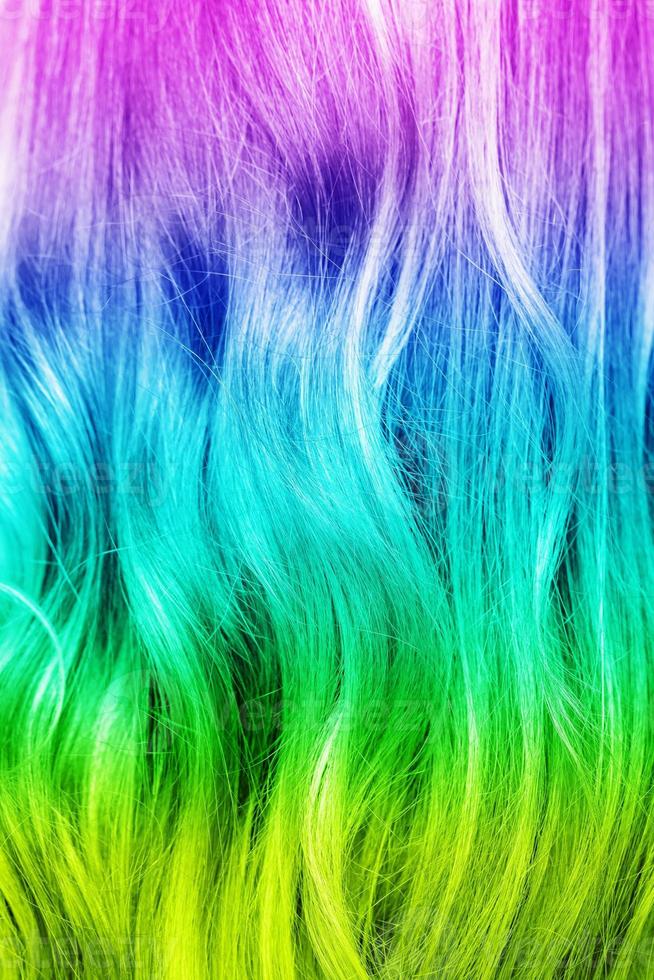 Close up of vivid multicolored curly hair photo