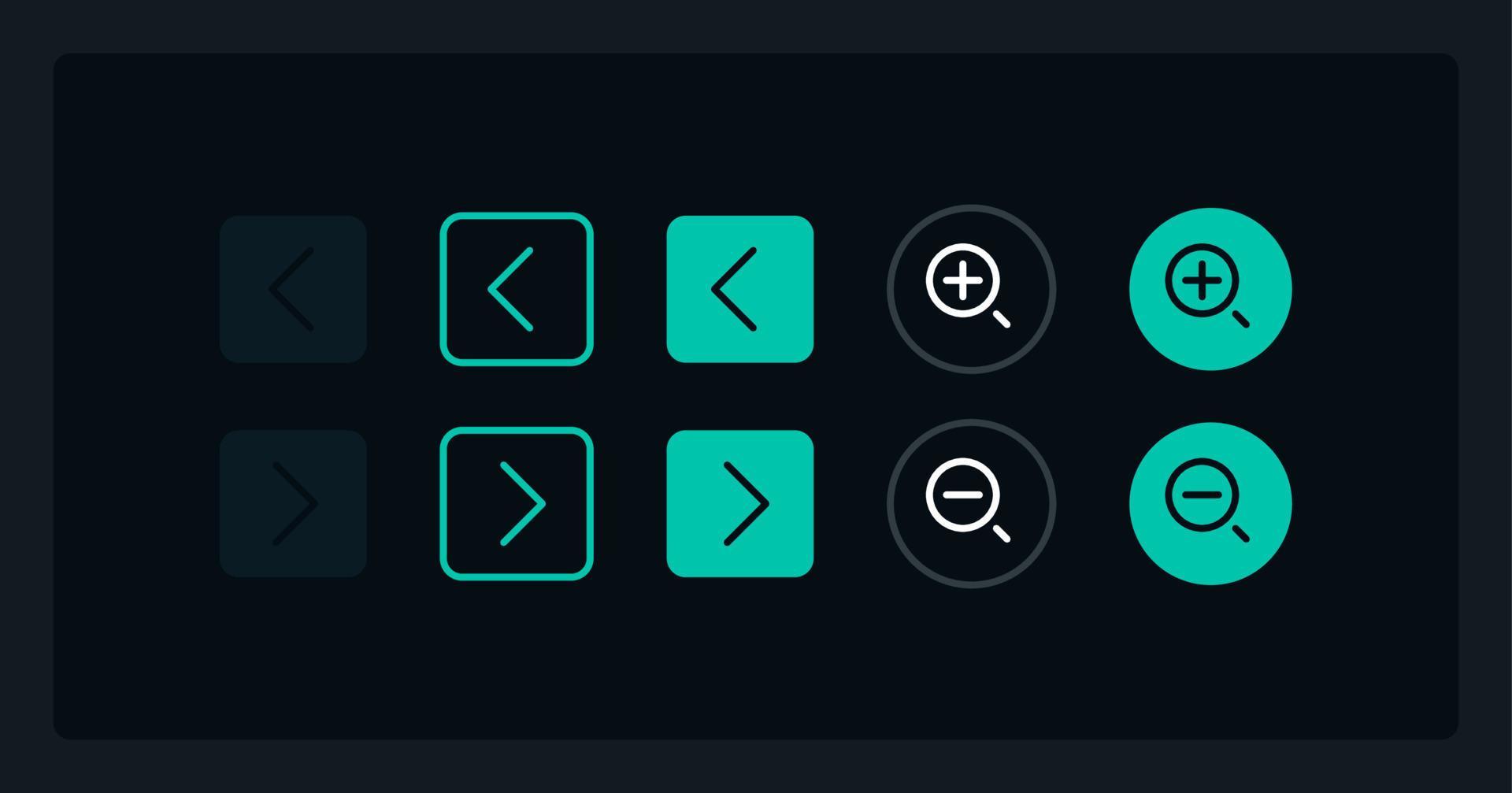 Move arrow and zoom buttons UI elements kit. Isolated vector components