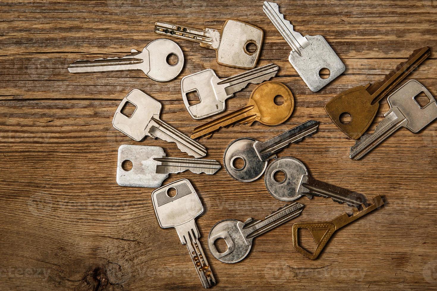 Bronze and silver scattered keys photo