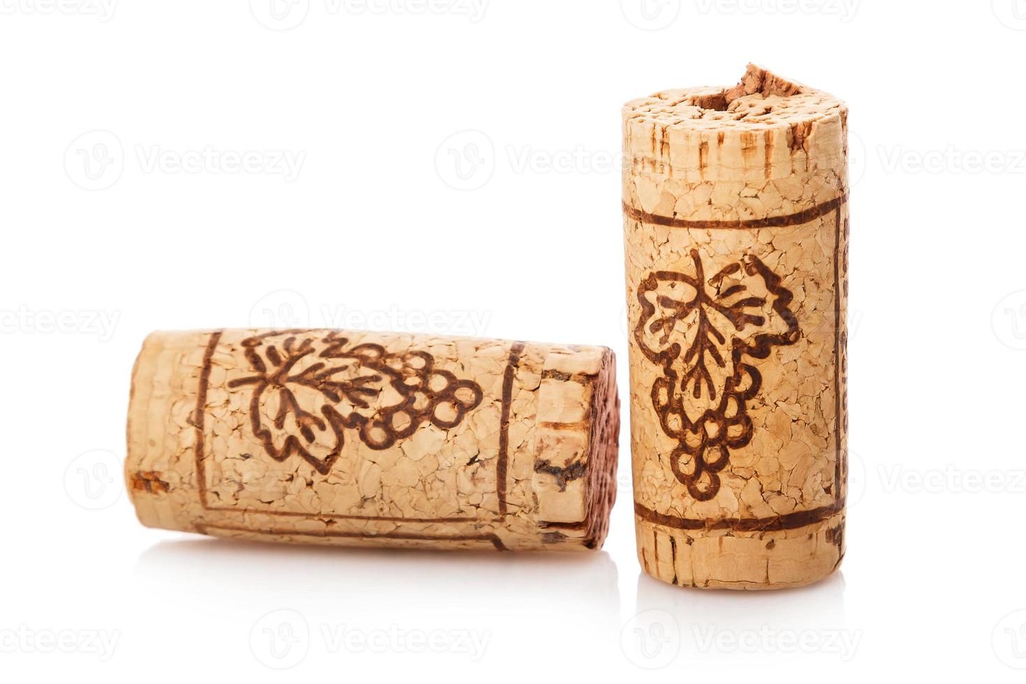 Wine corks on white background photo