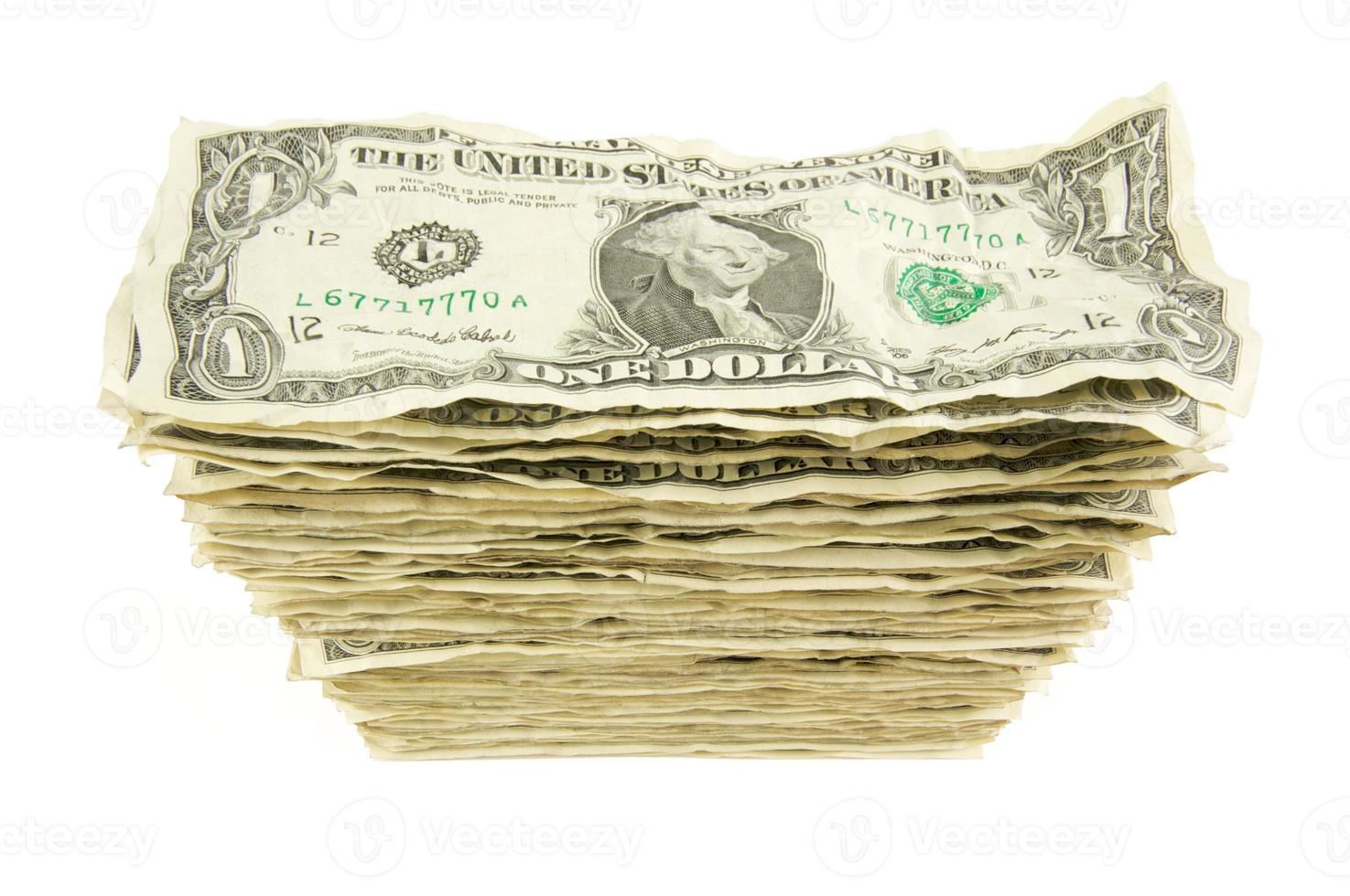 Pile of Crumpled Dollar Bills photo