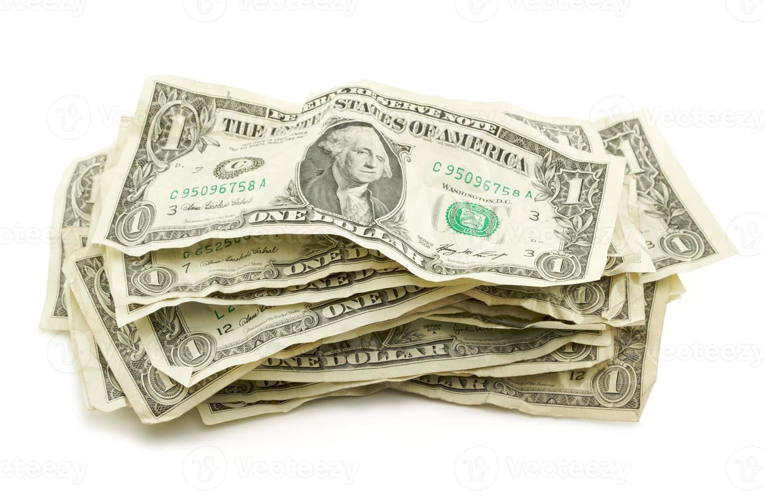Pile of Crumpled Dollar Bills photo