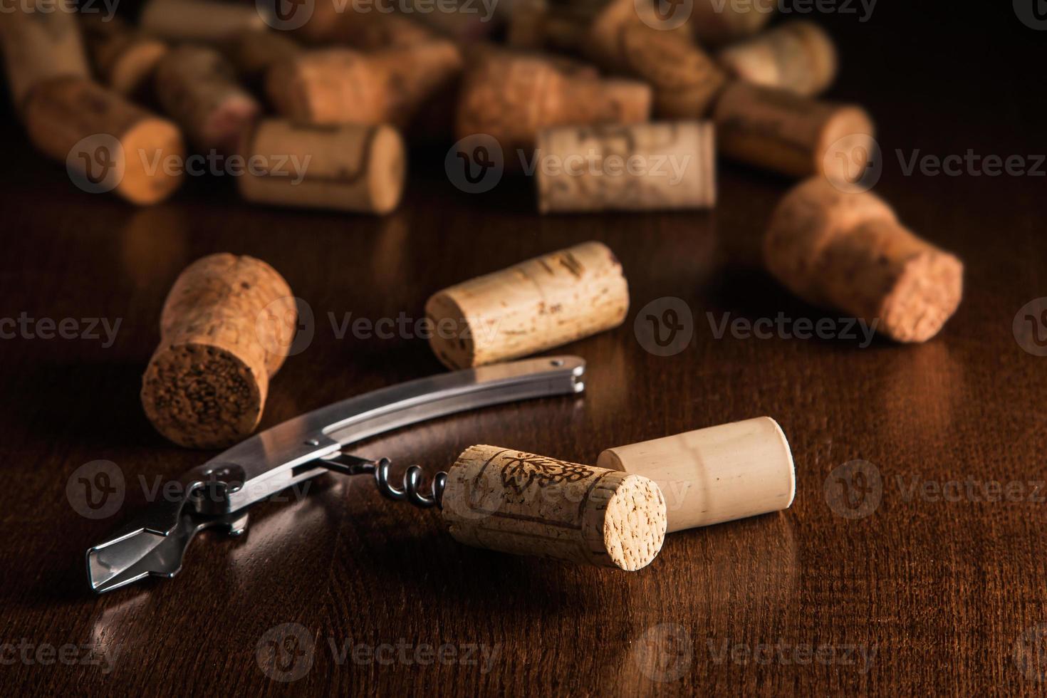 Corkscrew and corks 16295287 Stock Photo at Vecteezy