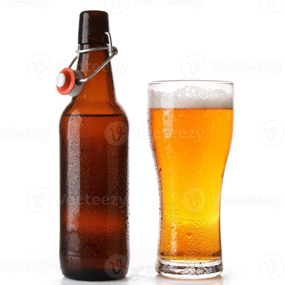 Bottle and glass of beer photo