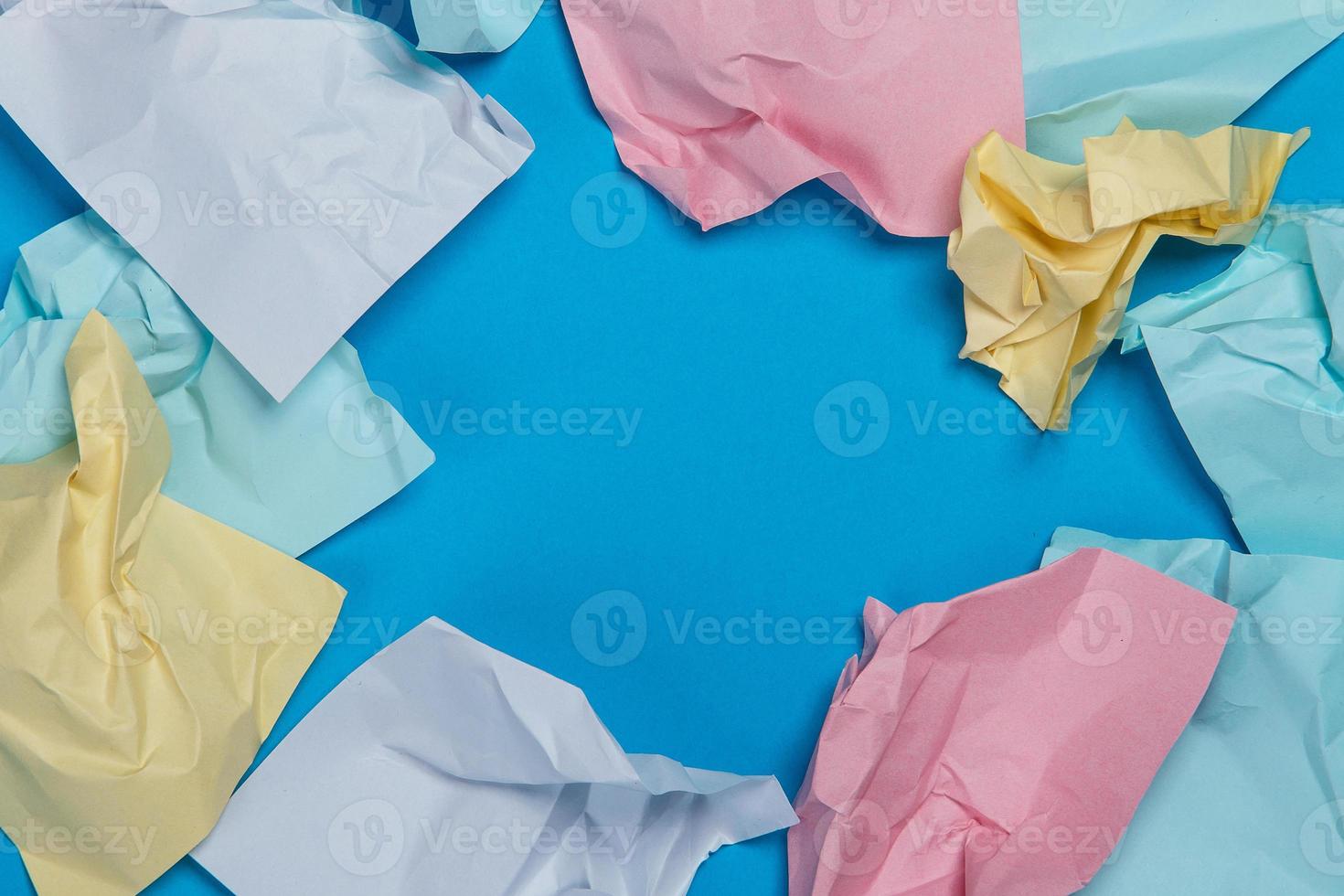 Crumpled colorful stickers photo