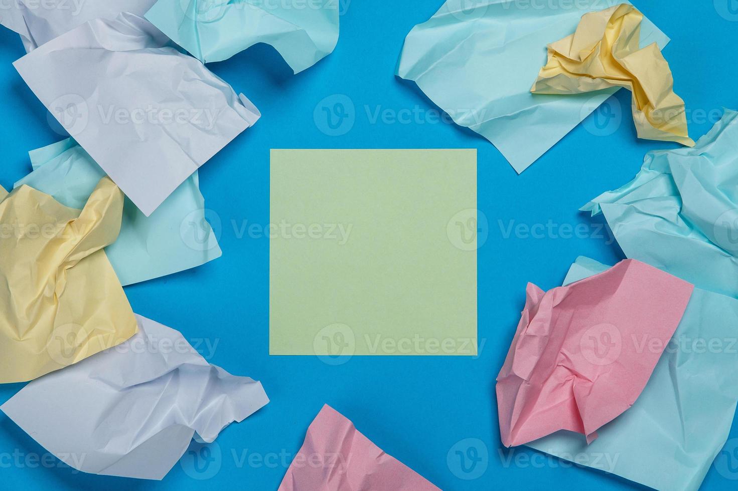 Crumpled colorful stickers photo