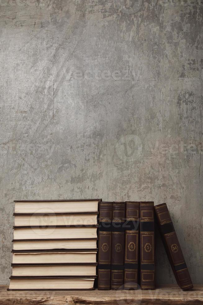 Old books stacked photo