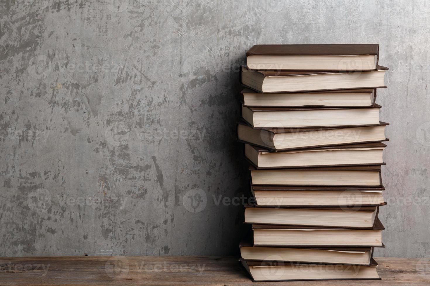 Old books stacked photo