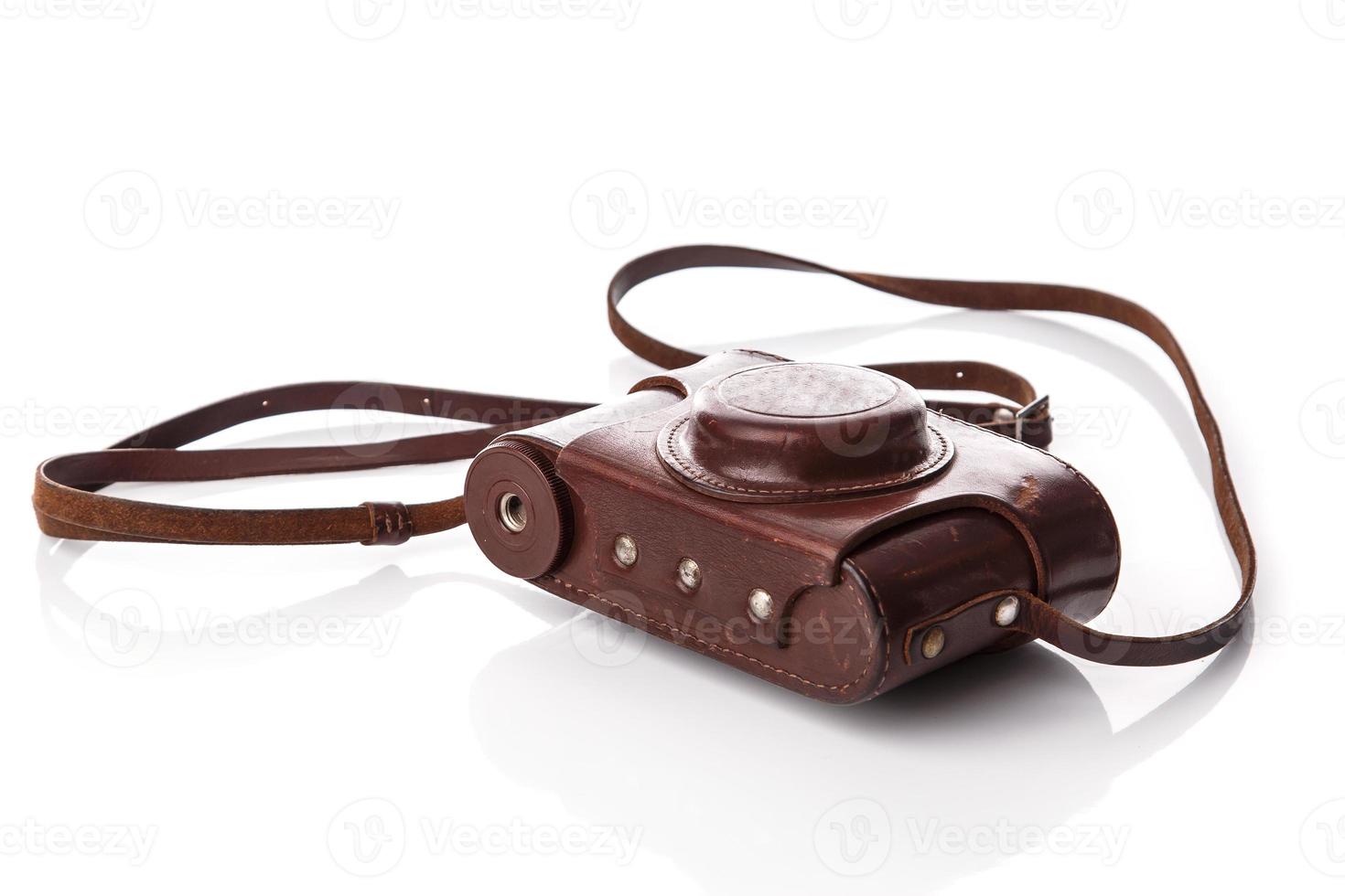 Retro camera in leather case 16295818 Stock Photo at Vecteezy