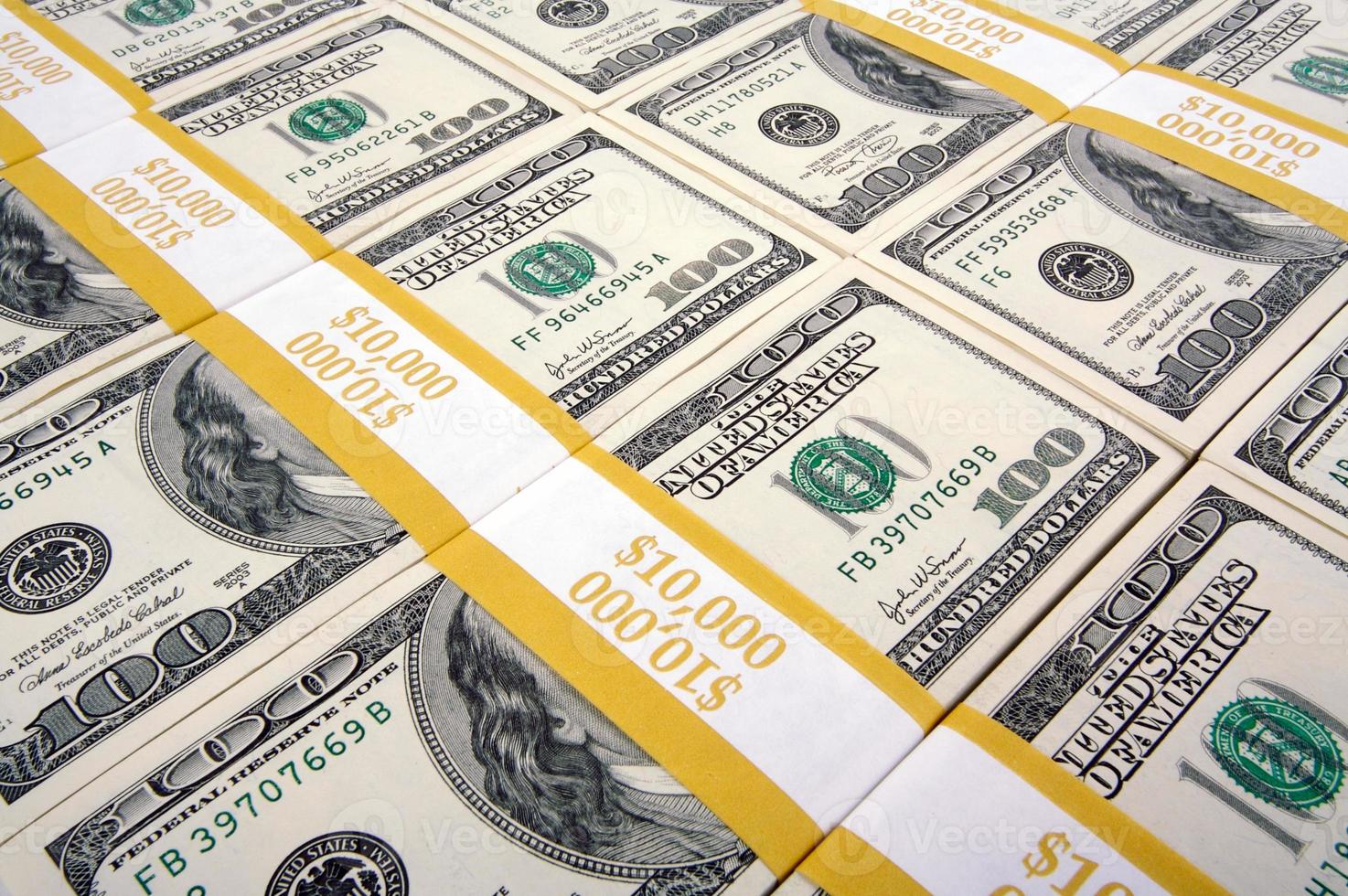 Stacks of One Hundred Dollar Bills photo