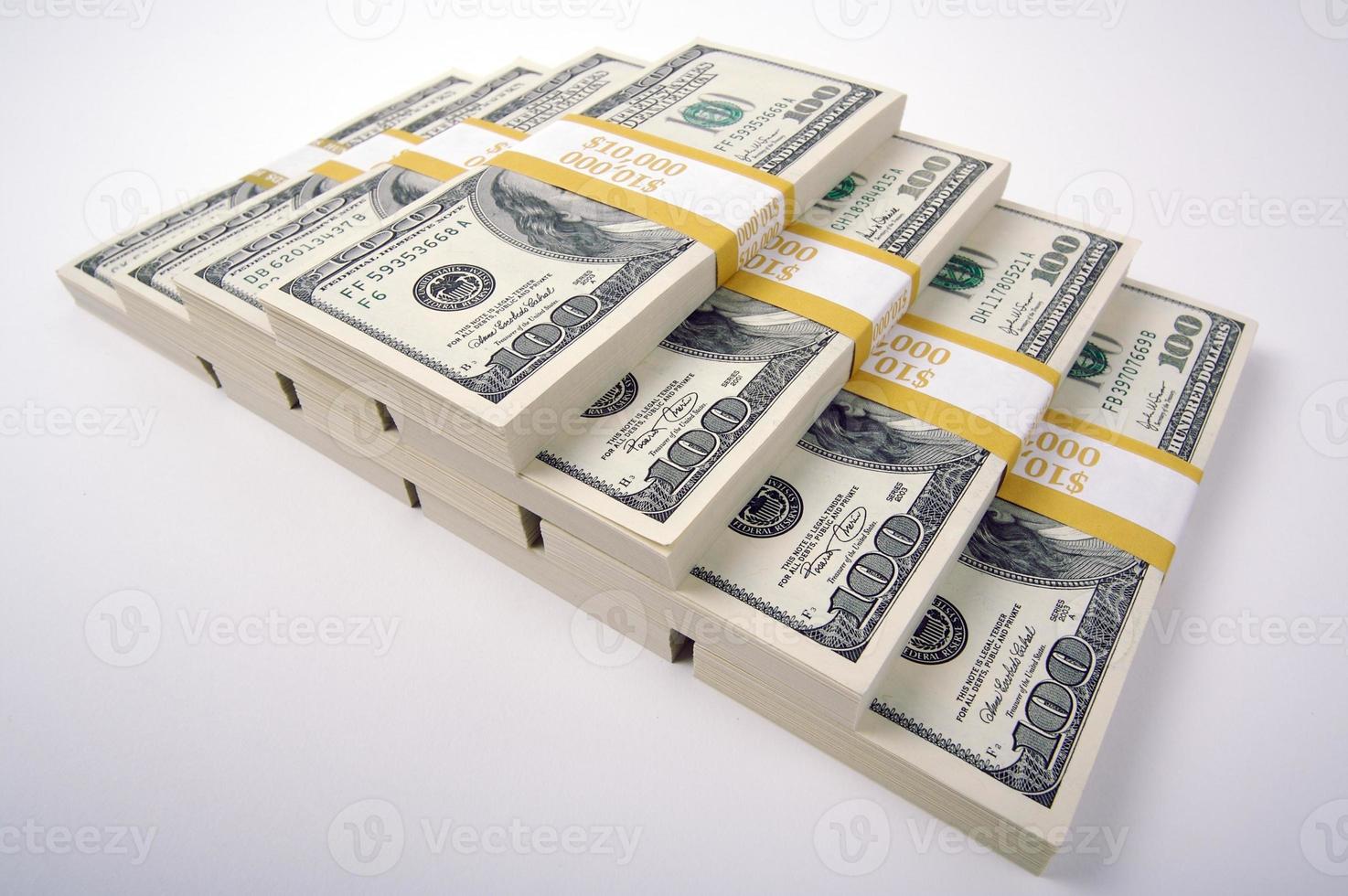 Stacks of One Hundred Dollar Bills photo