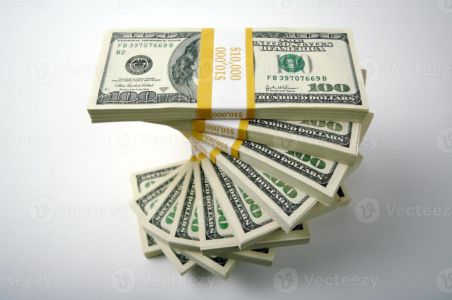 Stacks of One Hundred Dollar Bills photo