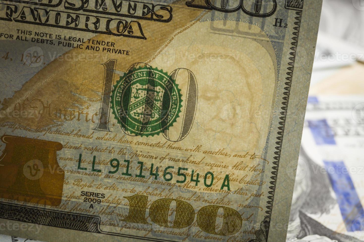 Close Up Watermark on New U.S. One Hundred Dollar Bill photo