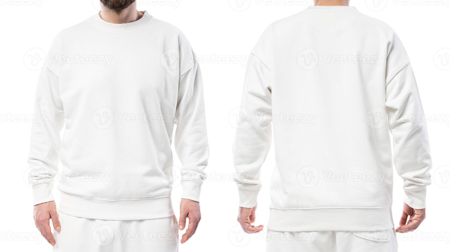 hombre vestido con sudadera blanca en blanco sobre fondo blanco 16296787  Foto de stock en Vecteezy