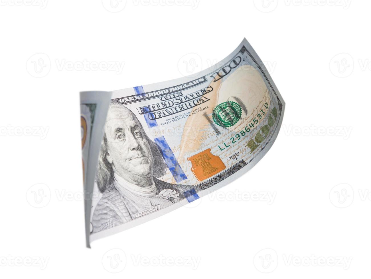 United States of America One Hundred Dollar Bill Isolated on White photo