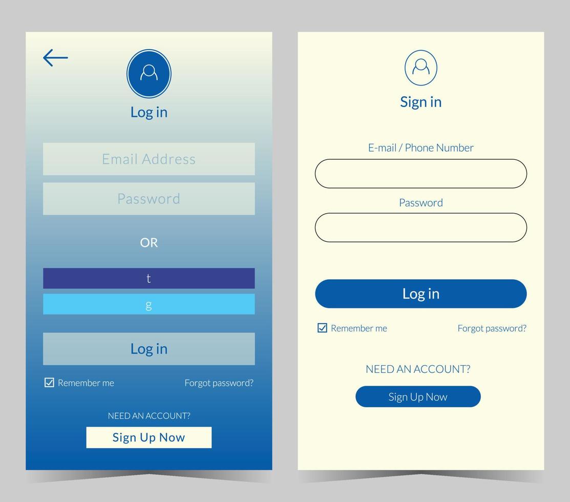 App screen login design ui kit vector