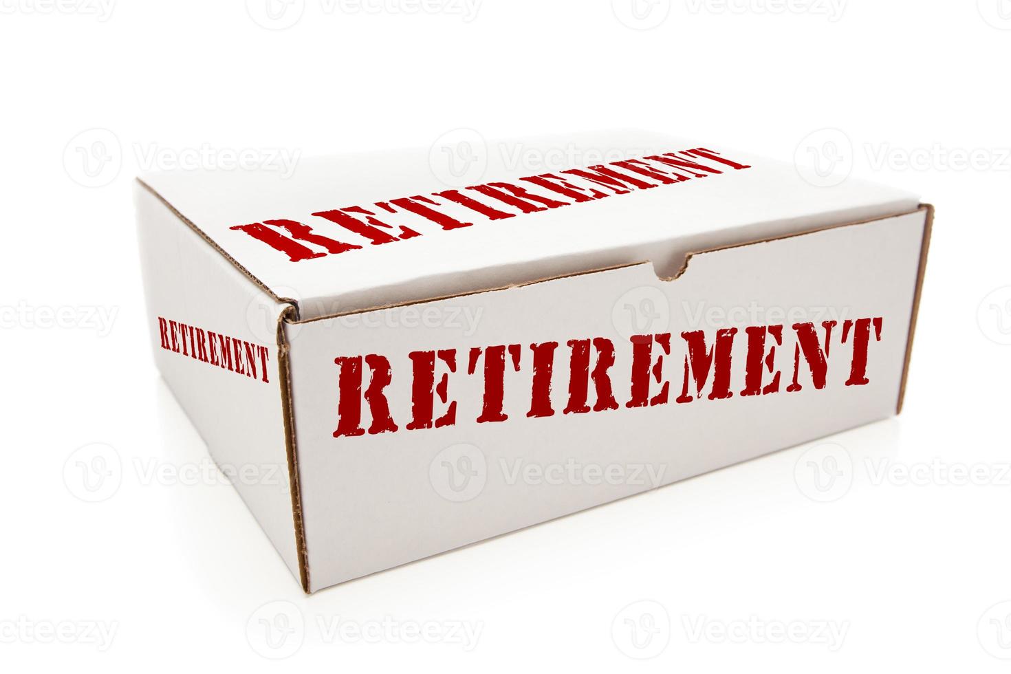 White Box with Retirement on Sides Isolated photo