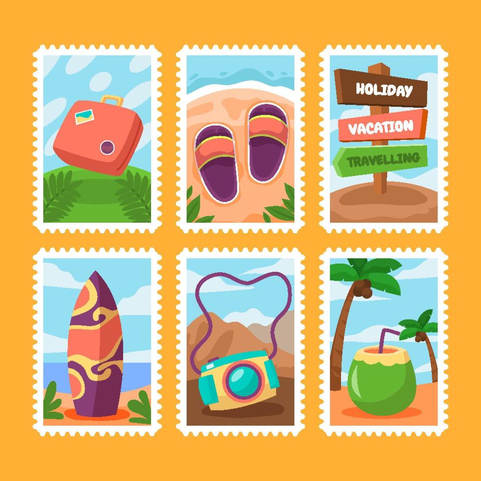Travel Stamp Sticker Set vector