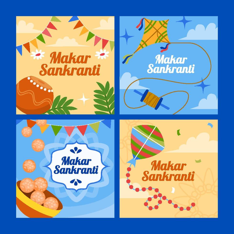 makar sankranti plantilla de publicación en redes sociales vector