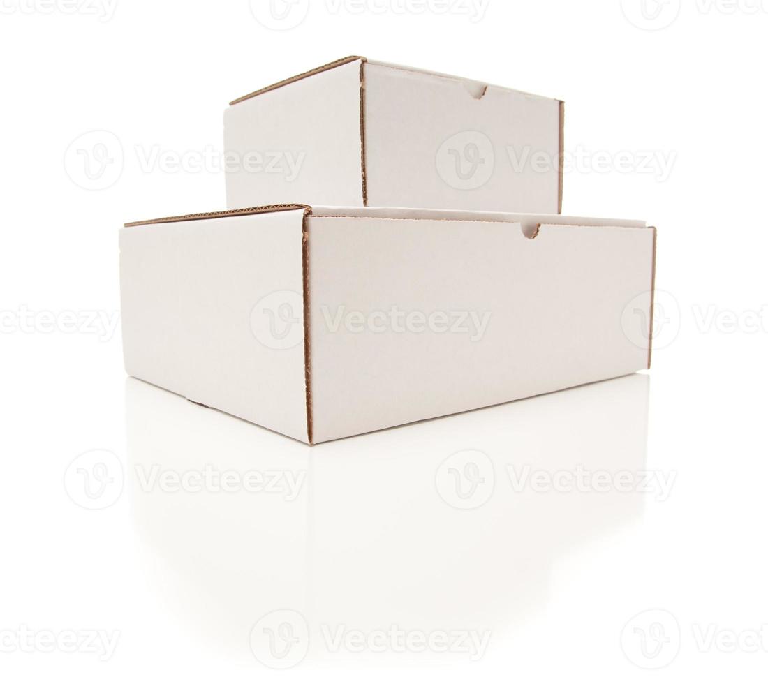 Stack of Blank White Cardboard Boxes Isolated photo