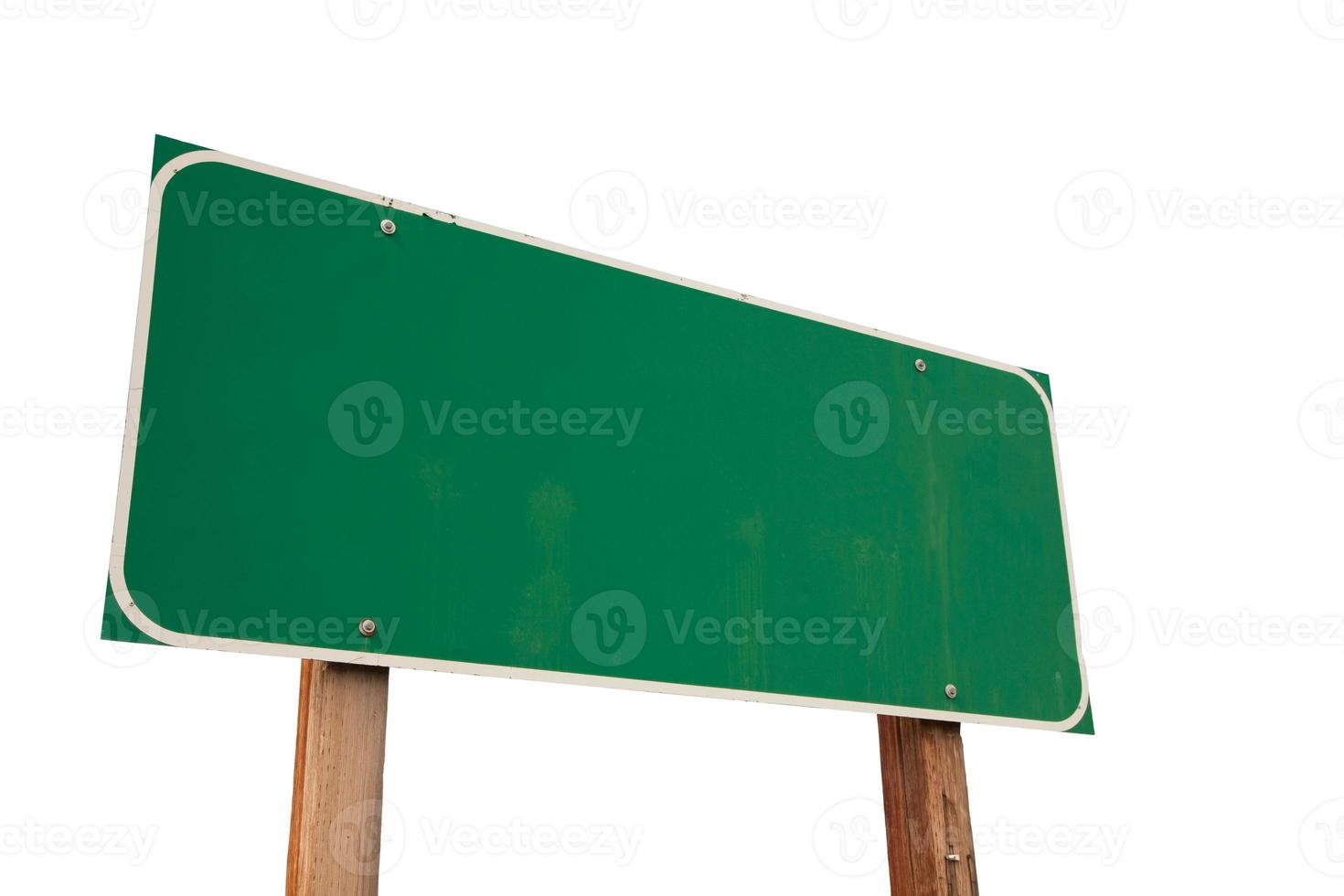 Blank Green Road Sign on White photo