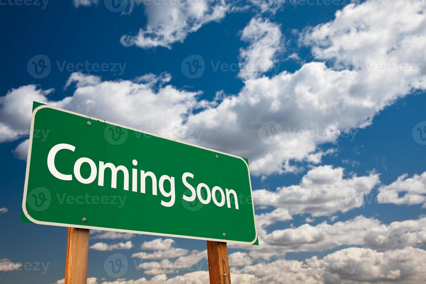 Coming Soon Green Road Sign photo