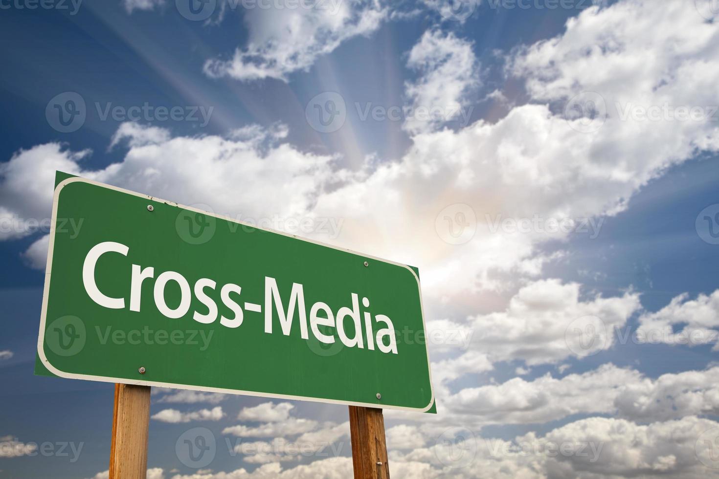 Cross-Media Green Road Sign photo