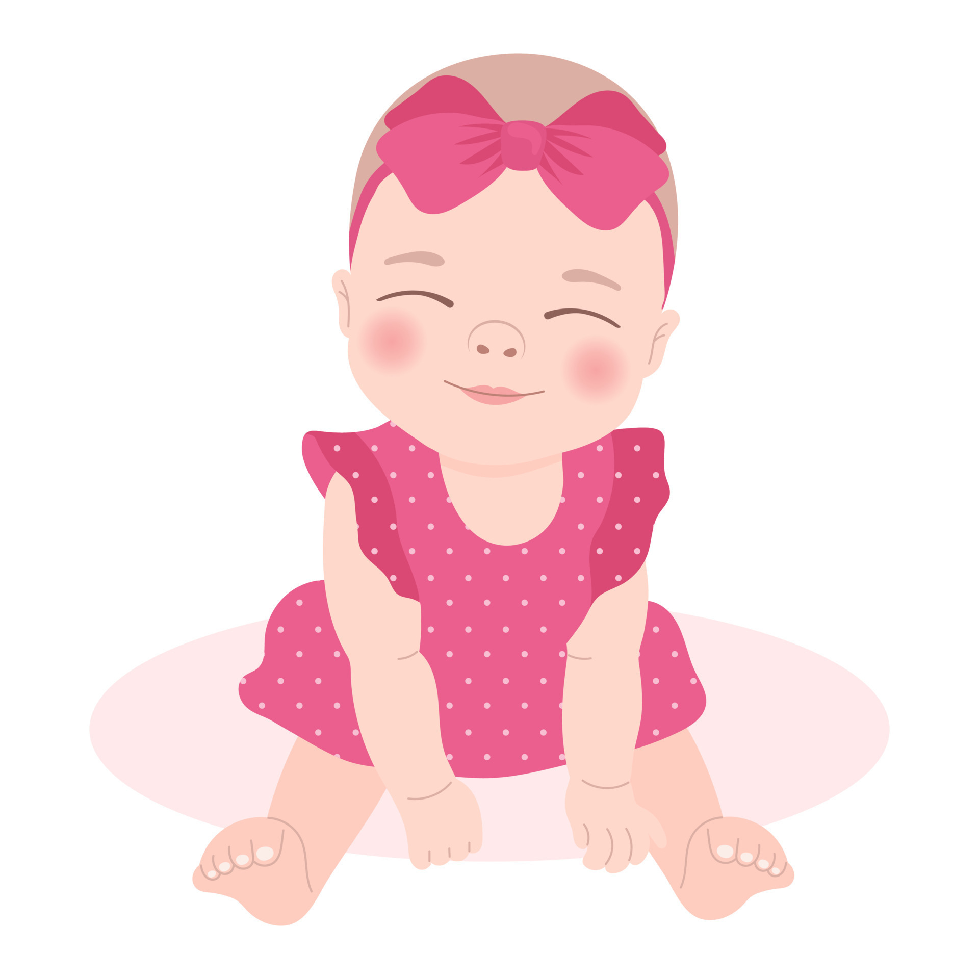 Cute baby girl in a pink dress with a bow, newborn baby girl. Children