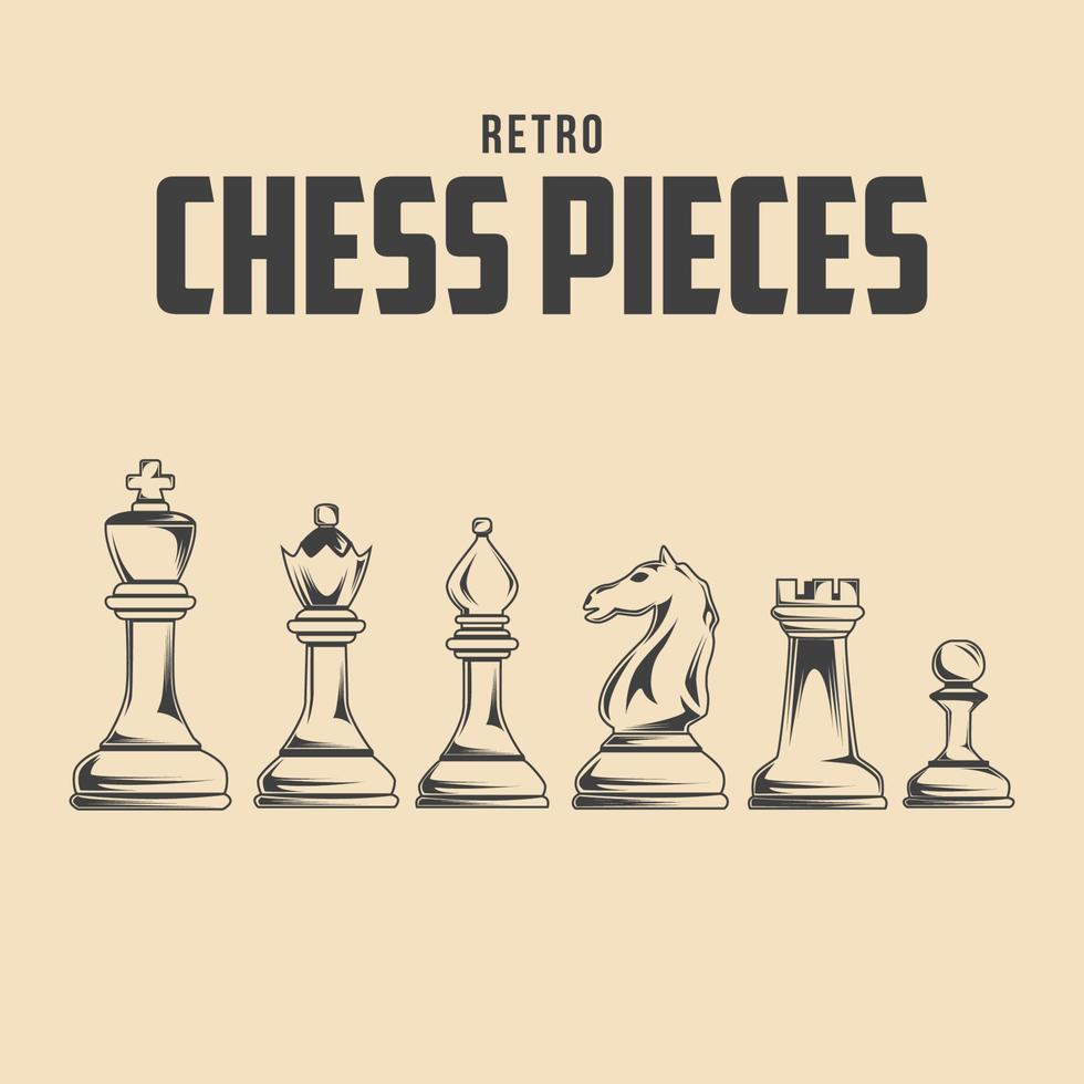 Retro Chess Pieces Vector Stock Illustration, Chess equipment vector