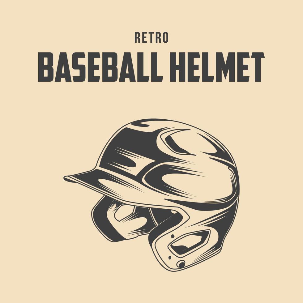 ilustración de stock de vector de casco de béisbol retro