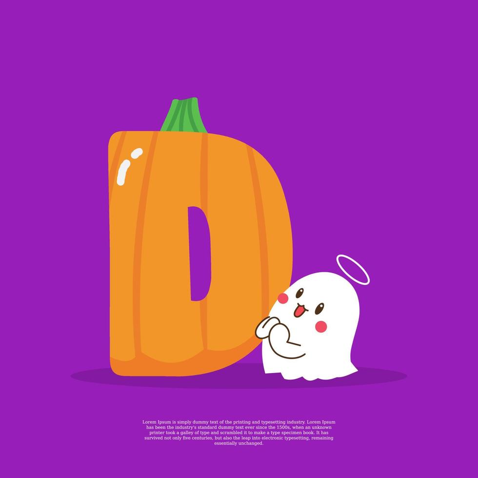 Pumpkin plus letter D with cute ghost emoji sticker beside it ...