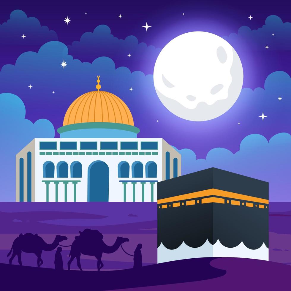 Isra Miraj Greeting Concept Art vector