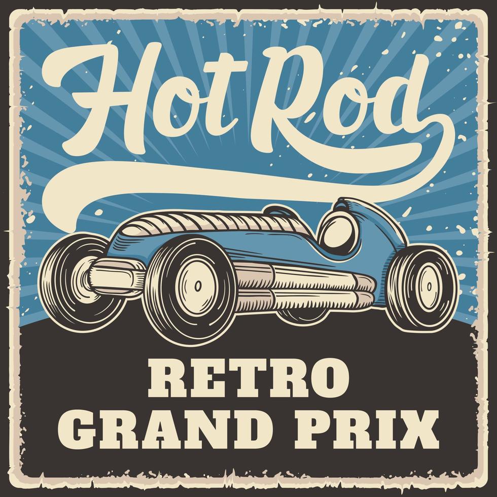 Hot Rod Retro Car Grand Prix Automobile Poster vector