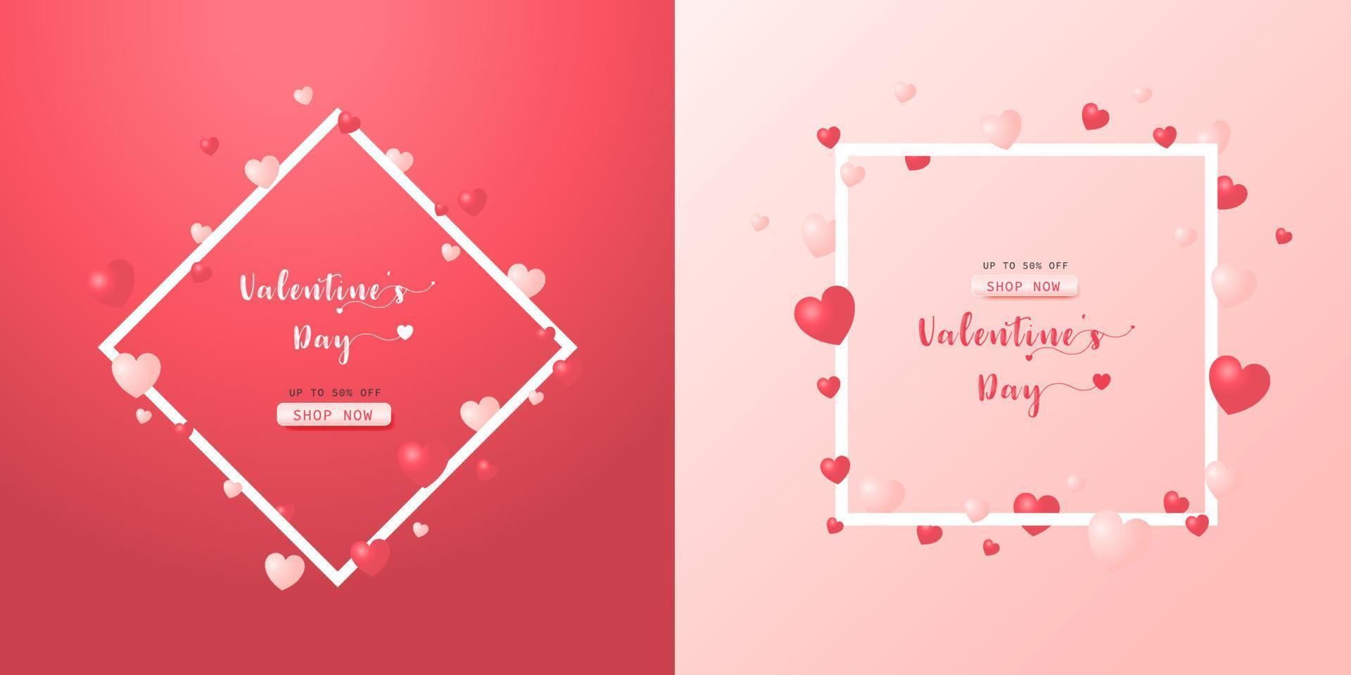 Vector banner flyer Valentine's day poster and brochure. Sale background template design