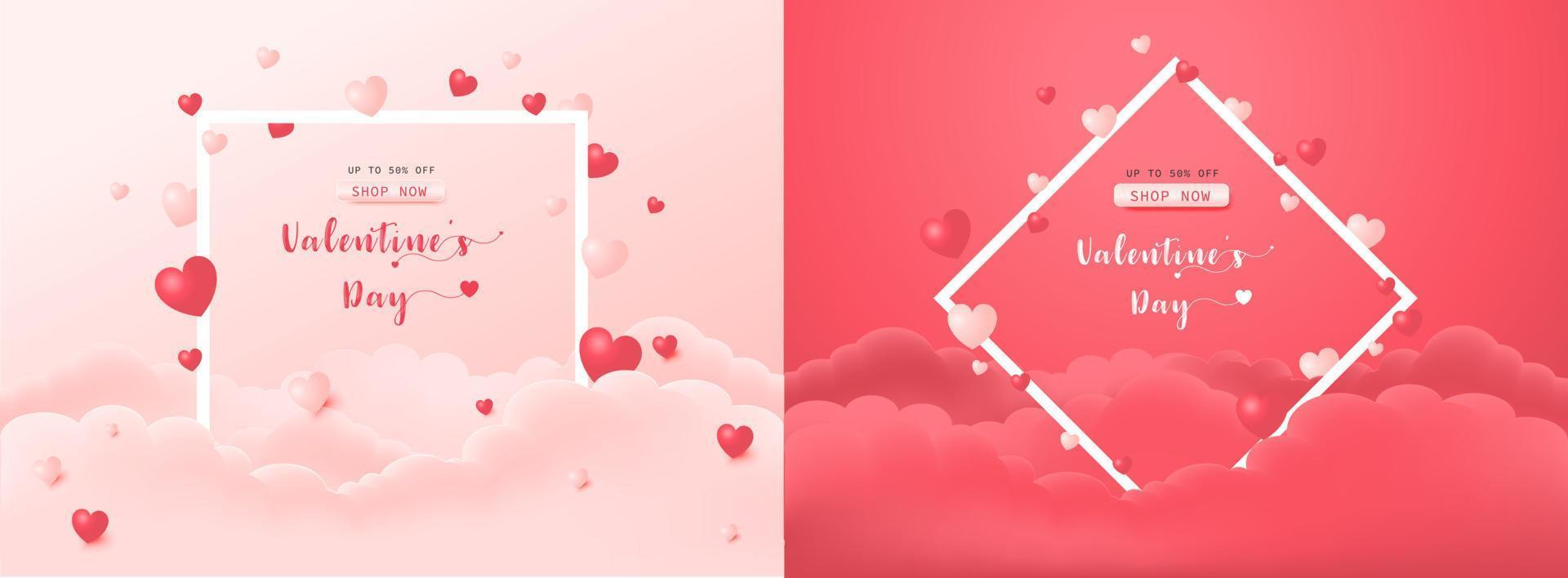 Vector banner flyer Valentine's day poster and brochure. Sale background template design