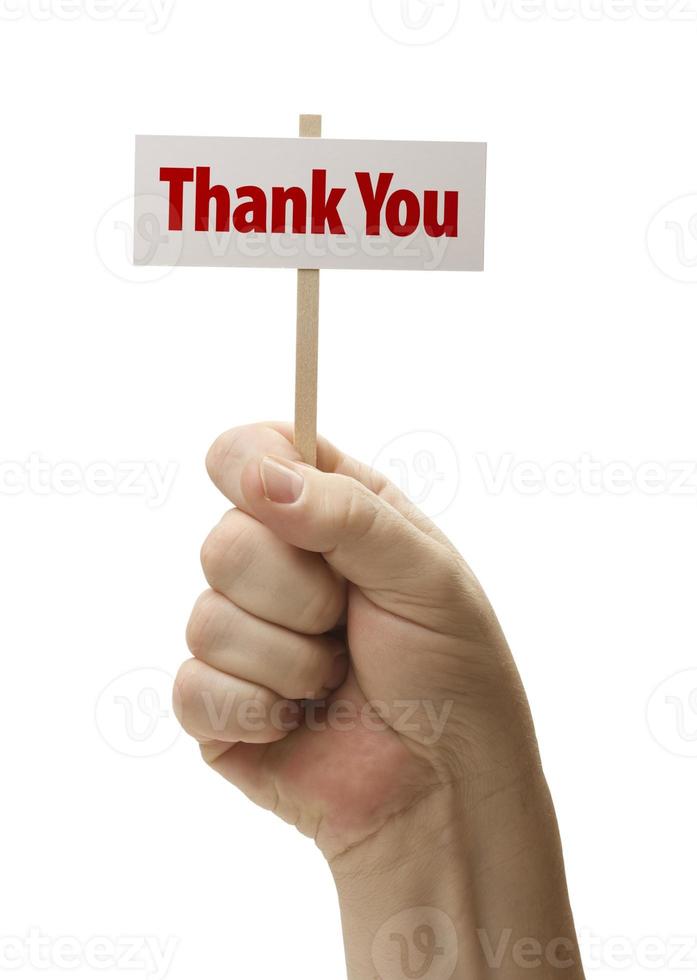 Thank You Sign In Fist On White photo