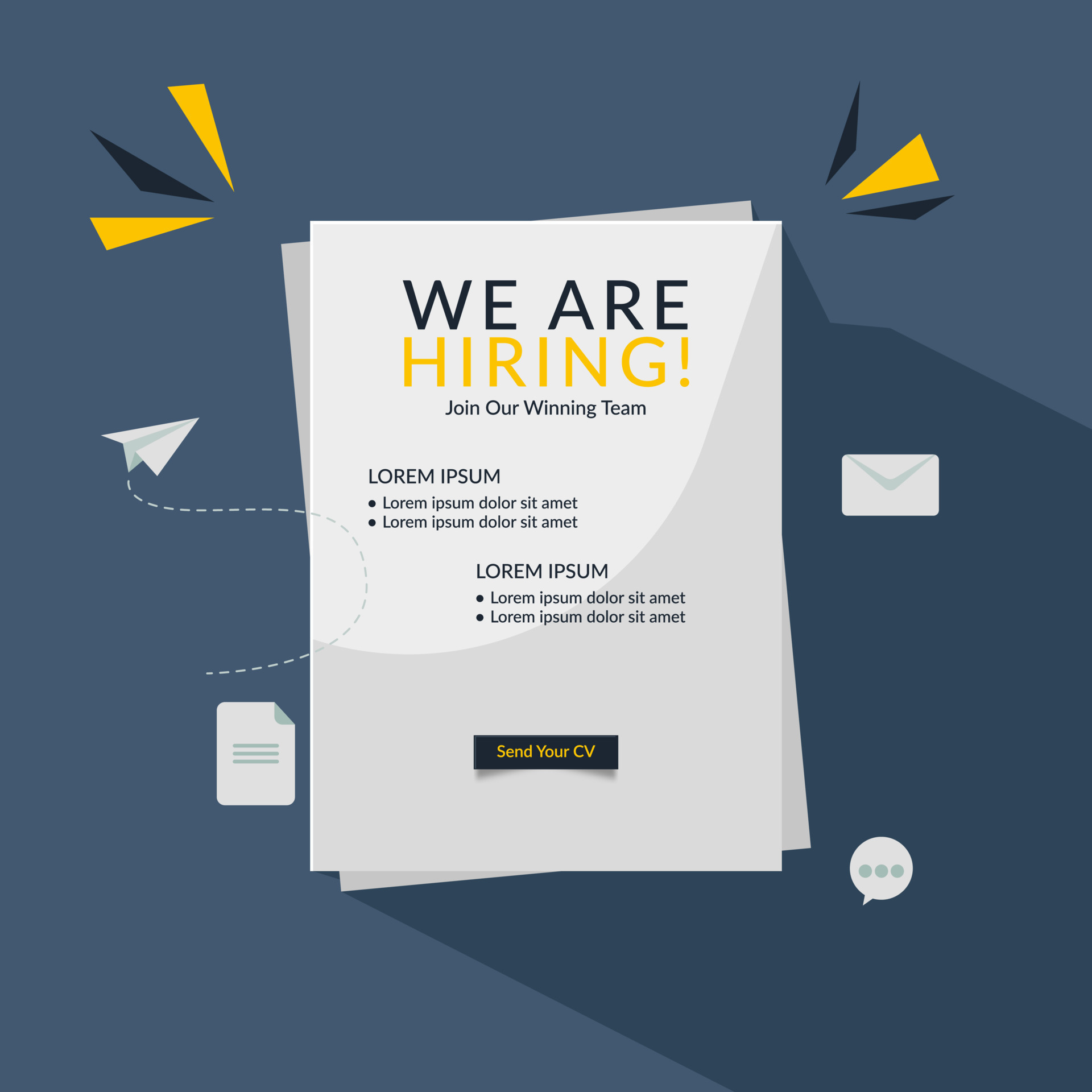 We are hiring. vector flat illustration. hiring recruitment design