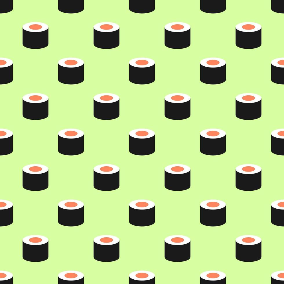 Seamless pattern with Asian food sushi roll. Vector illustration