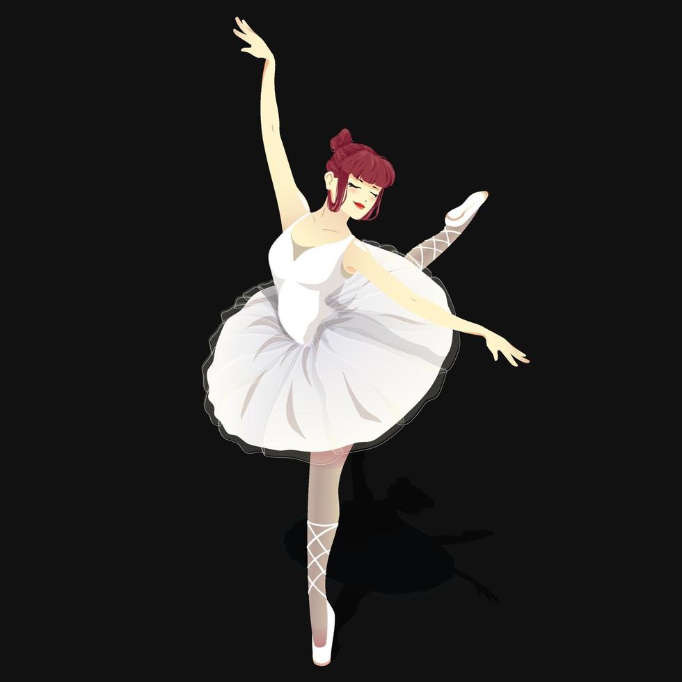 bailarina de ballet con lindo vestido sobre fondo negro vector